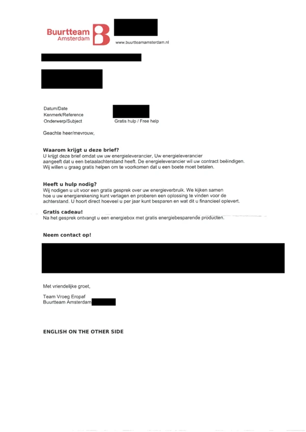 Voorbeeld van de geanonimiseerde documentkopie