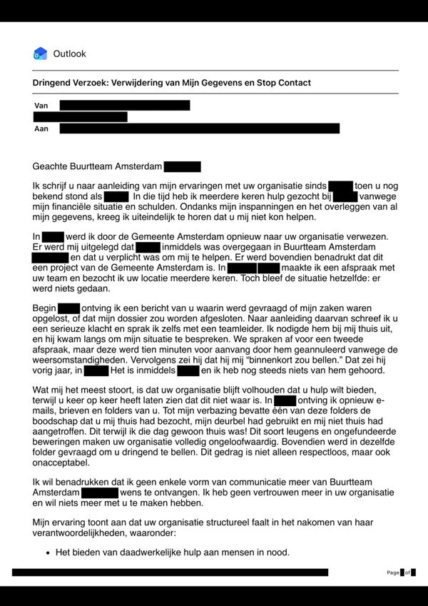 Voorbeeld van de geanonimiseerde documentkopie